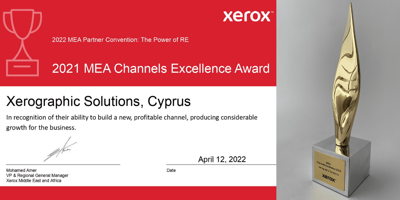Xerographic Solutions Ltd has been awarded with the 2021 MEA Channels Excellence Award